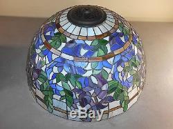 Vintage Stained Glass Slag Glass Mosaic Lamp Shade Huge 20 x 10