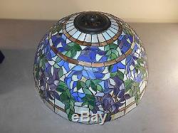 Vintage Stained Glass Slag Glass Mosaic Lamp Shade Huge 20 x 10