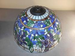 Vintage Stained Glass Slag Glass Mosaic Lamp Shade Huge 20 x 10