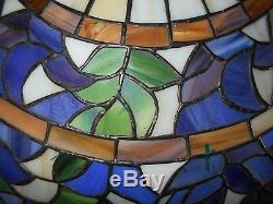 Vintage Stained Glass Slag Glass Mosaic Lamp Shade Huge 20 x 10