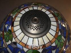 Vintage Stained Glass Slag Glass Mosaic Lamp Shade Huge 20 x 10