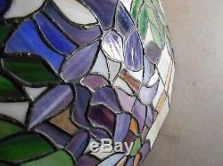 Vintage Stained Glass Slag Glass Mosaic Lamp Shade Huge 20 x 10