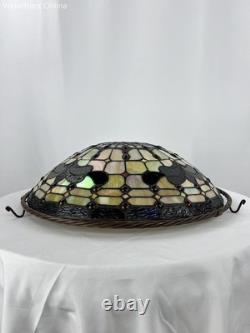 Vintage Stained Glass Suspension Shade 18.5in Tiffany Style 3 Point Hanging