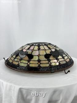 Vintage Stained Glass Suspension Shade 18.5in Tiffany Style 3 Point Hanging