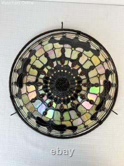 Vintage Stained Glass Suspension Shade 18.5in Tiffany Style 3 Point Hanging