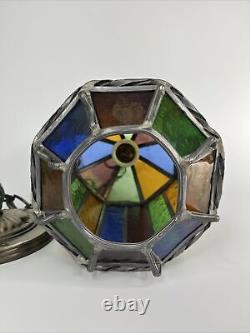 Vintage Stained Glass Swag Lamp Shade 10 Tall 7 Wide Unique Colorful Rare