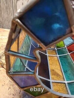 Vintage Stained Glass Swag Lamp Shade 13 Tall 10 Wide (c42)