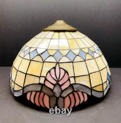 Vintage Stained Slag Glass Tiffany Style Lamp Shade 12