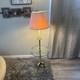 Vintage Stiffel Brass Floor Lamp W Round Glass Tray Table Gallery Pleated Shade