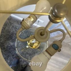 Vintage Stiffel Brass Floor Lamp w Round Glass Tray Table Gallery Pleated Shade Vintage Stiffel Brass Floor Lamp w Round Glass Tray Table Gallery Pleated Shade
