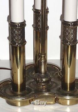 Vintage-Stiffel Brass French Bouilloutte Candlestick Table 3-way Lamp Tole Shade