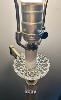 Vintage Stiffel Brass Swing Arm Floor Lamp Crystal Glass Base Hollywood Regency