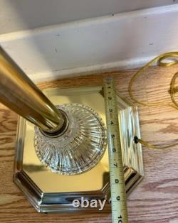 Vintage Stiffel Brass Swing Arm Floor Lamp Crystal Glass Base Hollywood Regency