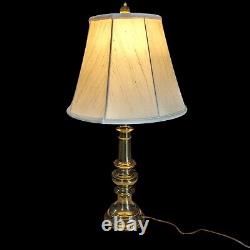 Vintage Stiffel Heavy Brass Tiered Candlestick Table Lamp MCM & Shade