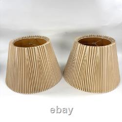 Vintage Stiffel Pleated Lamp Shades Pair Accordion Bell MCM Art Deco 60s 70s