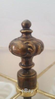 Vintage Stiffel Solid Brass Bouillotte 3 Way Candlestick Desk Table Lamp Shade
