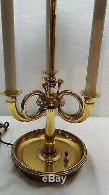Vintage Stiffel Solid Brass Bouillotte Decor Candlestick Desk Table Lamp Shade