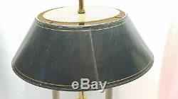 Vintage Stiffel Solid Brass Bouillotte Decor Candlestick Desk Table Lamp Shade
