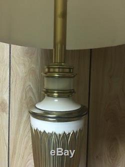 Vintage Stiffel Table Light Lamp & Shade. Bronze and White. All Original