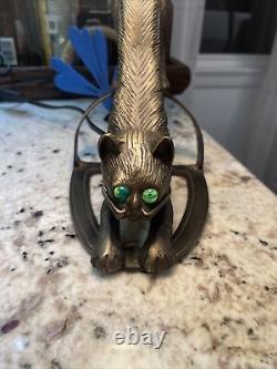 Vintage Stretching Cat Lamp bronze heavy beautiful