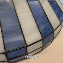 Vintage Striped Blue, White Stained Glass Large 20 Lamp Shade
