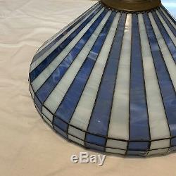 Vintage Striped Blue, White Stained Glass Large 20 Lamp Shade