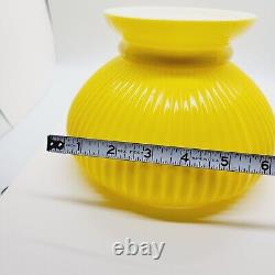 Vintage Student Oil Lamp Shade Yellow White Milk Glass Lamp Shade Ribbed