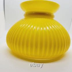 Vintage Student Oil Lamp Shade Yellow White Milk Glass Lamp Shade Ribbed