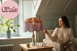 Vintage Style Lamp Shade with Handmade Woven Rattan Top, Fringe Trim, Traditiona