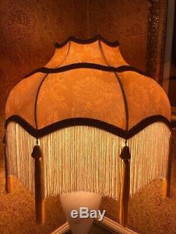 Vintage Style Victorian Downton abbey Traditional gold silk damask Lampshade18in