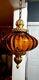 Vintage Swag Hanging Lamp With Amber Glass Shade