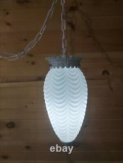Vintage Swag Hanging Light Art Deco Lamp Glass Curtain Shade