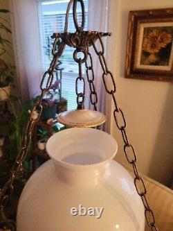 Vintage Swag Ornate Ceiling Lamp With Milk Glass Shade
