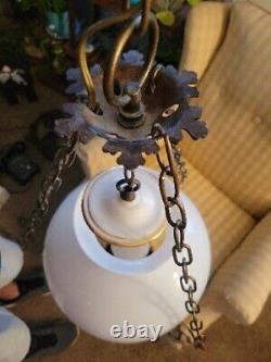 Vintage Swag Ornate Ceiling Lamp With Milk Glass Shade