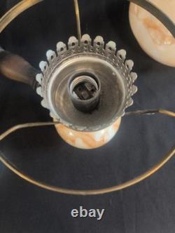Vintage Swirled Amber Slag Glass Hurricane Chandelier 3 Arm