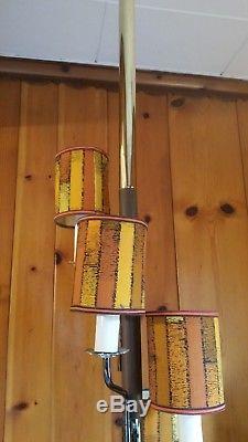 Vintage TENSION POLE Floor LAMP 5 LIGHT 60s 70s Mid Century 8 Ceiling WithSHADES