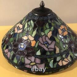 Vintage TIFFANY STYLE Stained Glass Lamp Shade Multi Color Floral Local P/U Only