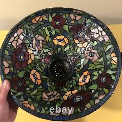 Vintage TIFFANY STYLE Stained Glass Lamp Shade Multi Color Floral Local P/U Only