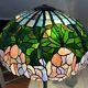 Vintage Tiffany Style Stained Glass Lamp Shade Pink & Purple Floral 23