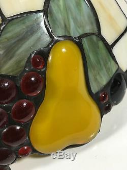 Vintage TIFFANY STYLE Stained Leaded Glass Fruit Lamp Shade Light Fixture 16