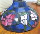 Vintage Tiffany Style Stained Glass Slag Leaded Lamp Shade Flowers