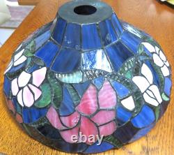 Vintage TIFFANY Style Stained Glass Slag Leaded Lamp Shade FLOWERS