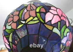 Vintage TIFFANY Style Stained Glass Slag Leaded Lamp Shade FLOWERS