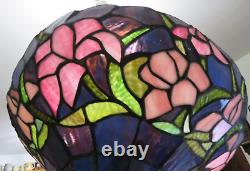 Vintage TIFFANY Style Stained Glass Slag Leaded Lamp Shade FLOWERS