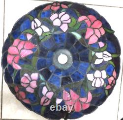 Vintage TIFFANY Style Stained Glass Slag Leaded Lamp Shade FLOWERS