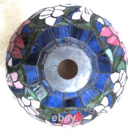 Vintage TIFFANY Style Stained Glass Slag Leaded Lamp Shade FLOWERS