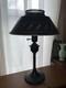 Vintage Tole 20 Black & Gold Metal Table Desk Lamp Shade & Glass Diffuser