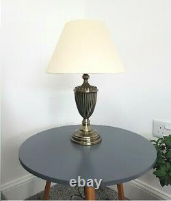 Vintage Table Lamp Antique Brass Bedside Lounge Light Lamps Cotton Shade 44x31cm