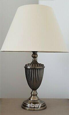 Vintage Table Lamp Antique Brass Bedside Lounge Light Lamps Cotton Shade 44x31cm