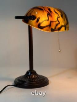 Vintage Table Lamp with Swirled Glass Shade Home Decor Used Condition
